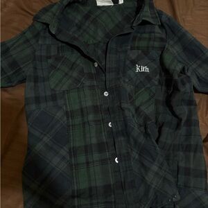 Kith Kids Green and Black Checkered Shirt